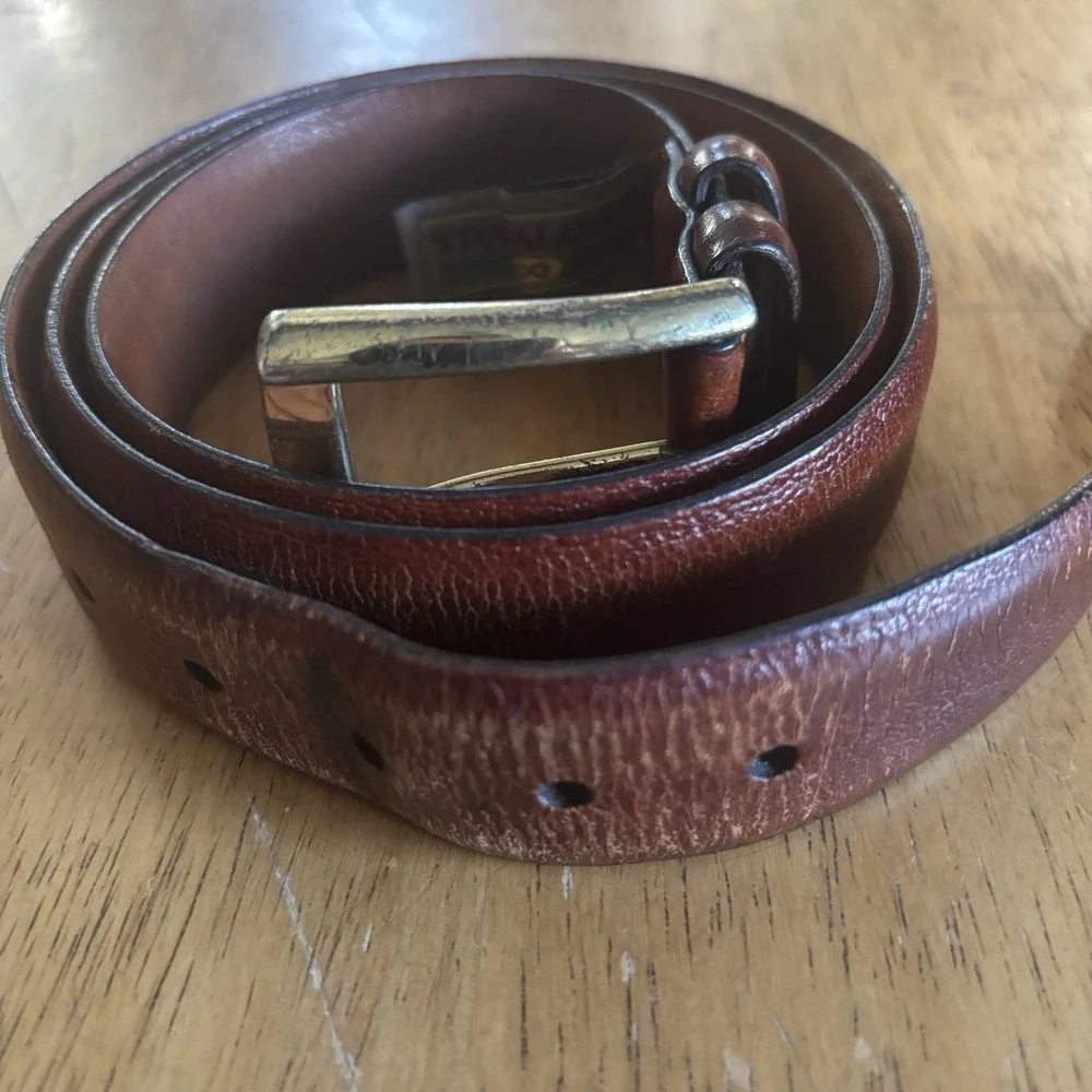 Trafalgar Mens Leather Belt Size 34 Glazed Capra Handmade in USA Classic Office‎
